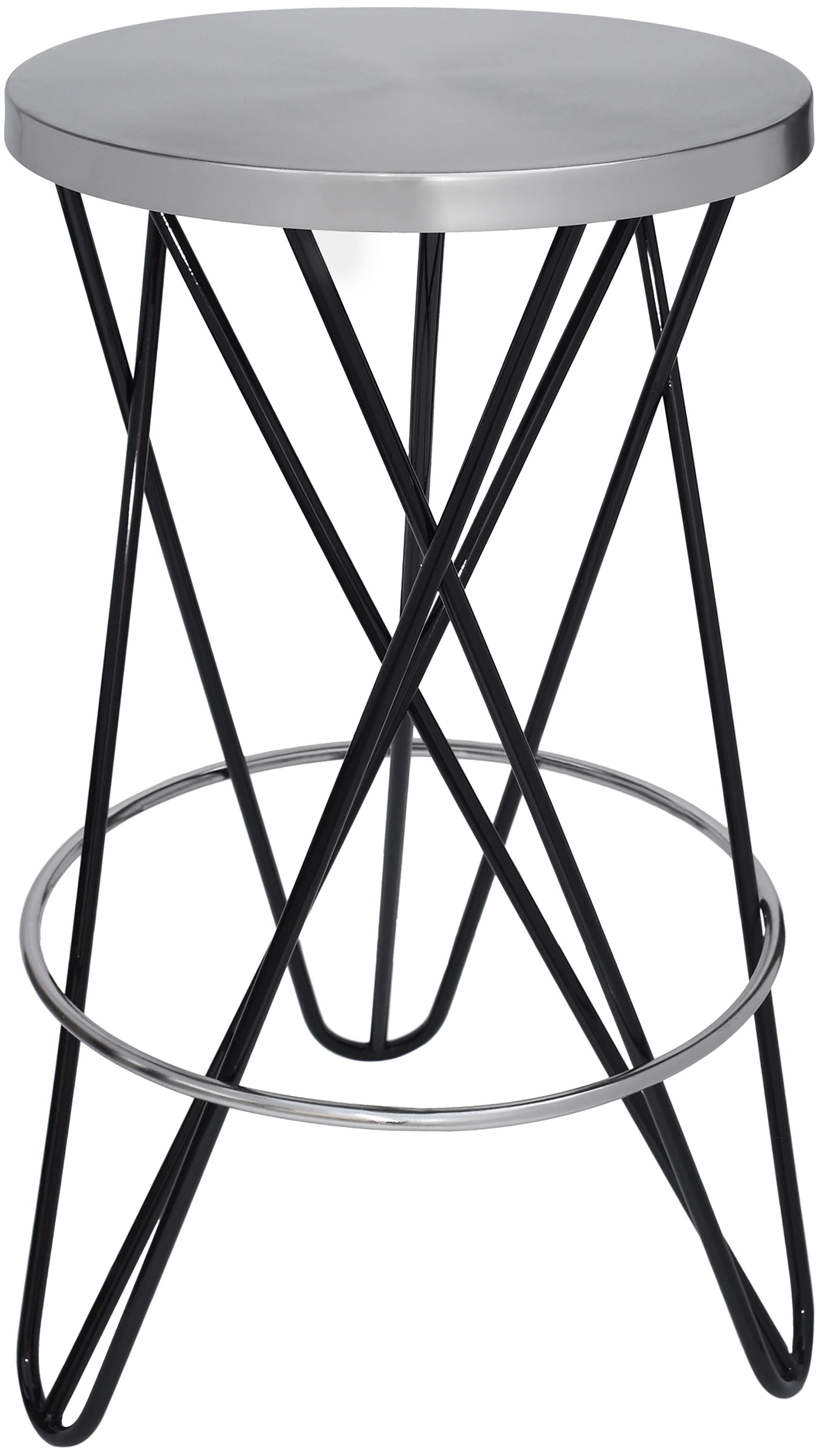 Mercury Black / Silver Counter Stool
