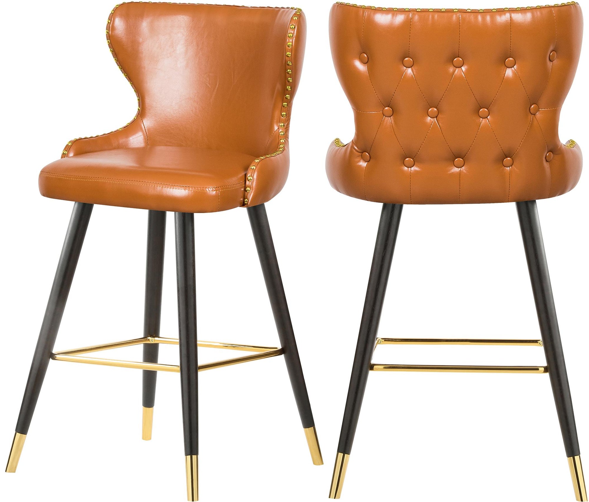 Hendrix Cognac Faux Leather Counter/Bar Stool