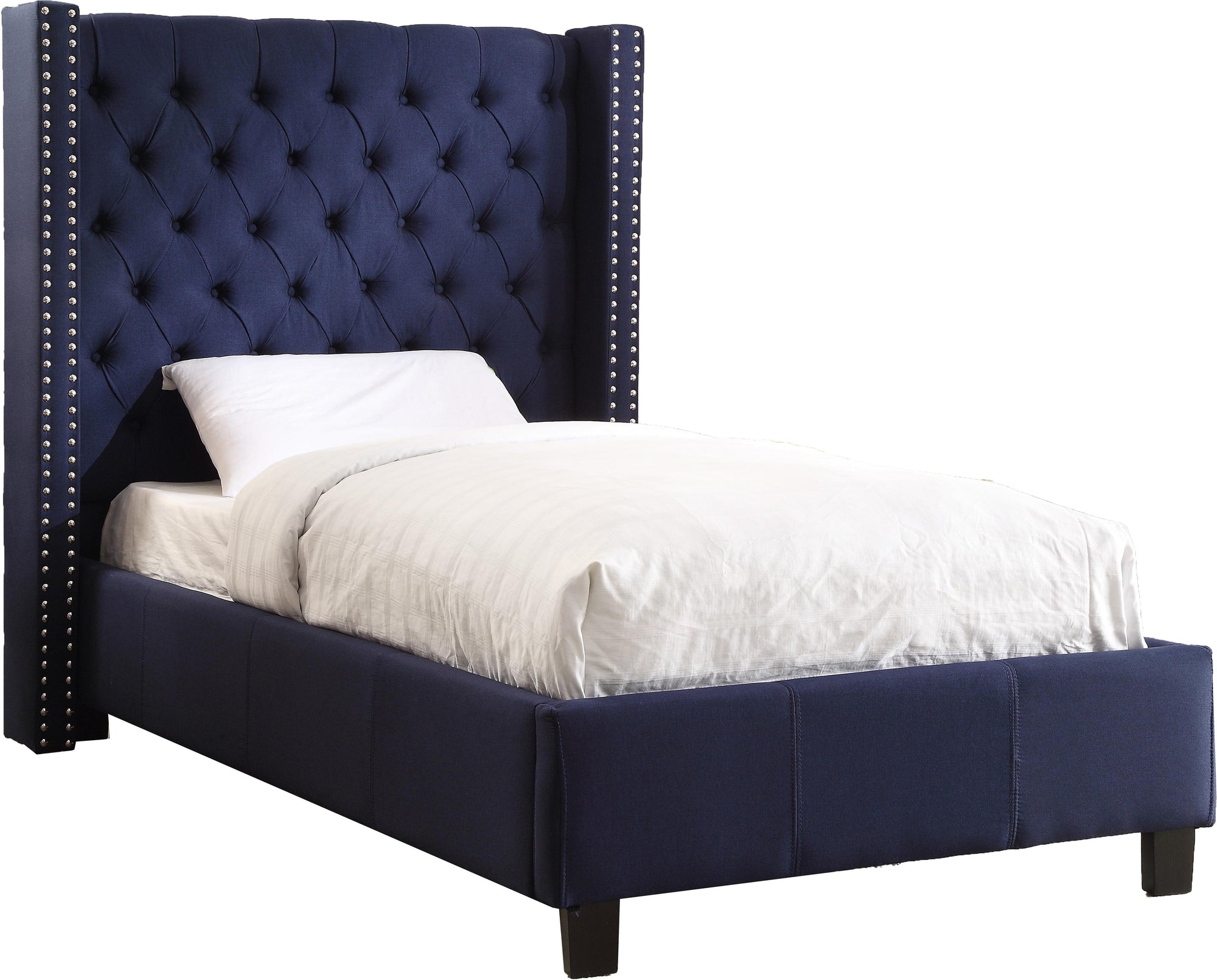 Ashton Navy Linen Twin Bed