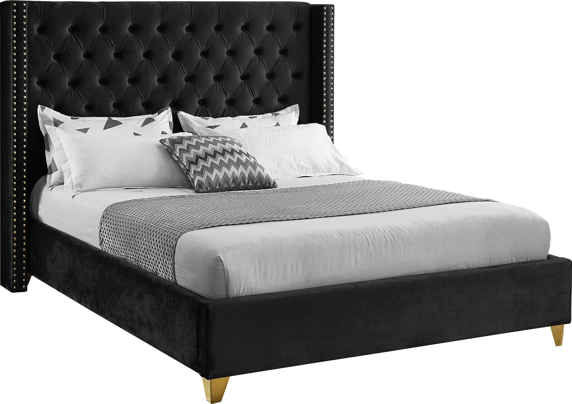 Barolo Black Velvet Queen Bed