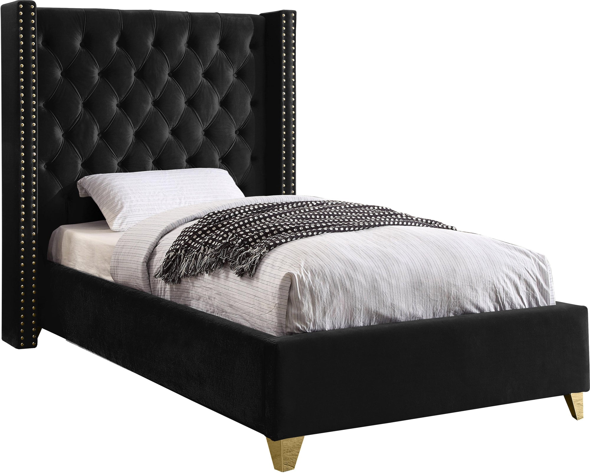 Barolo Black Velvet Twin Bed