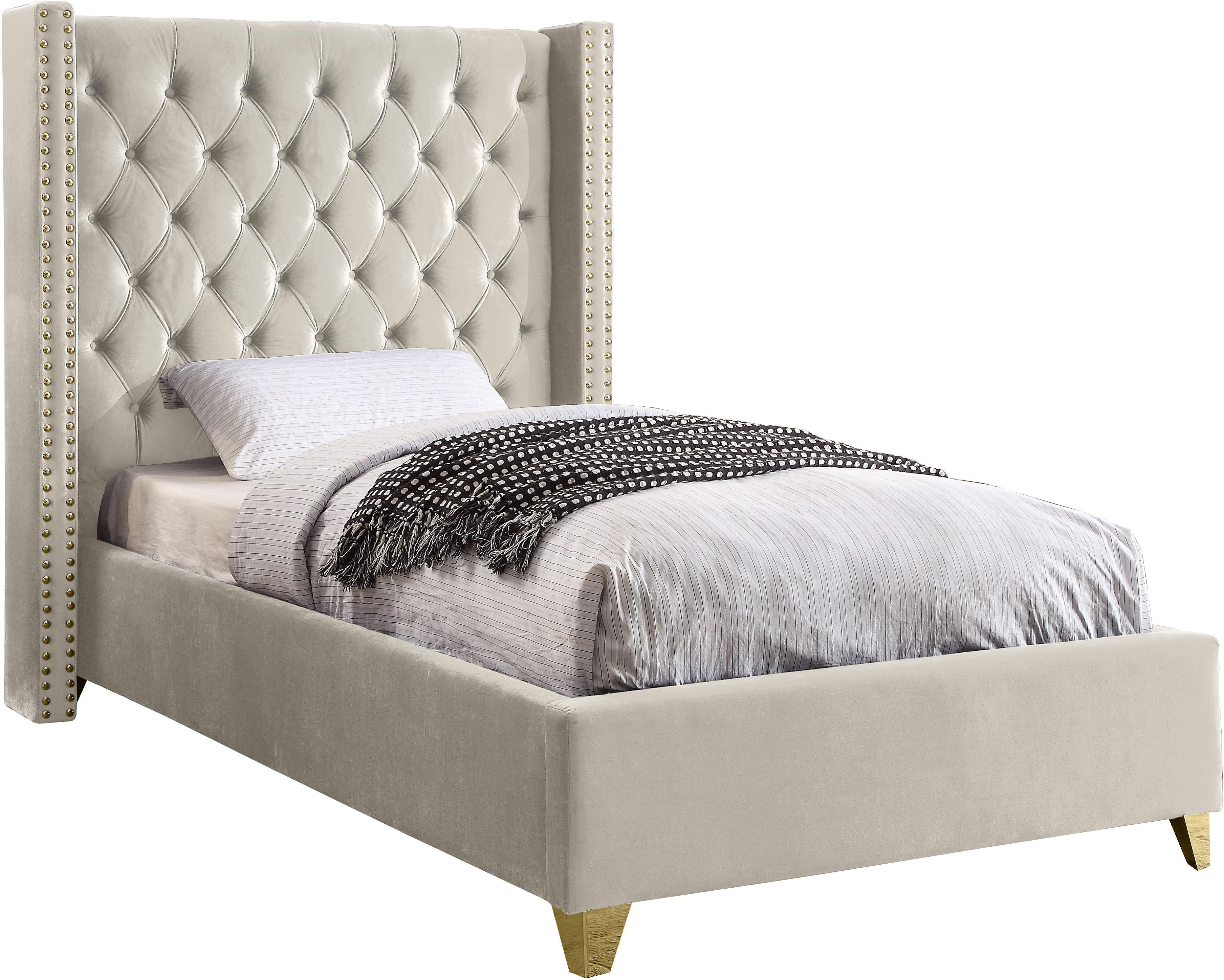 Barolo Cream Velvet Twin Bed