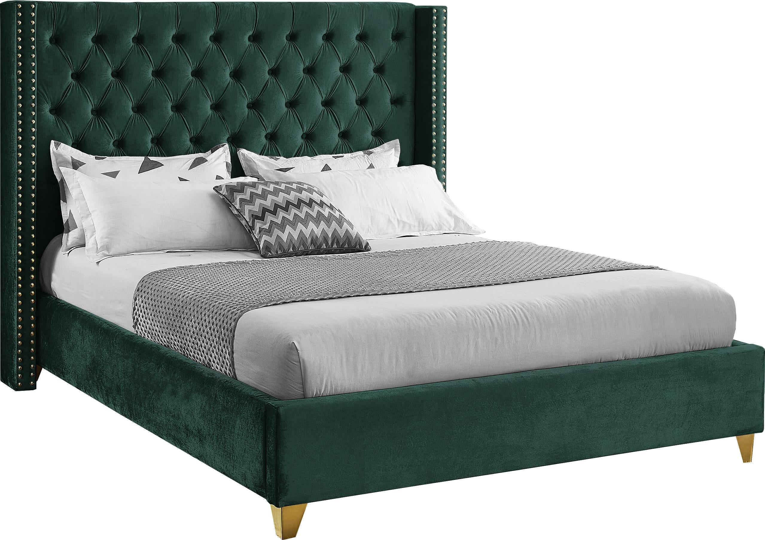 Barolo Green Velvet King Bed