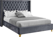 Barolo Grey Velvet Queen Bed