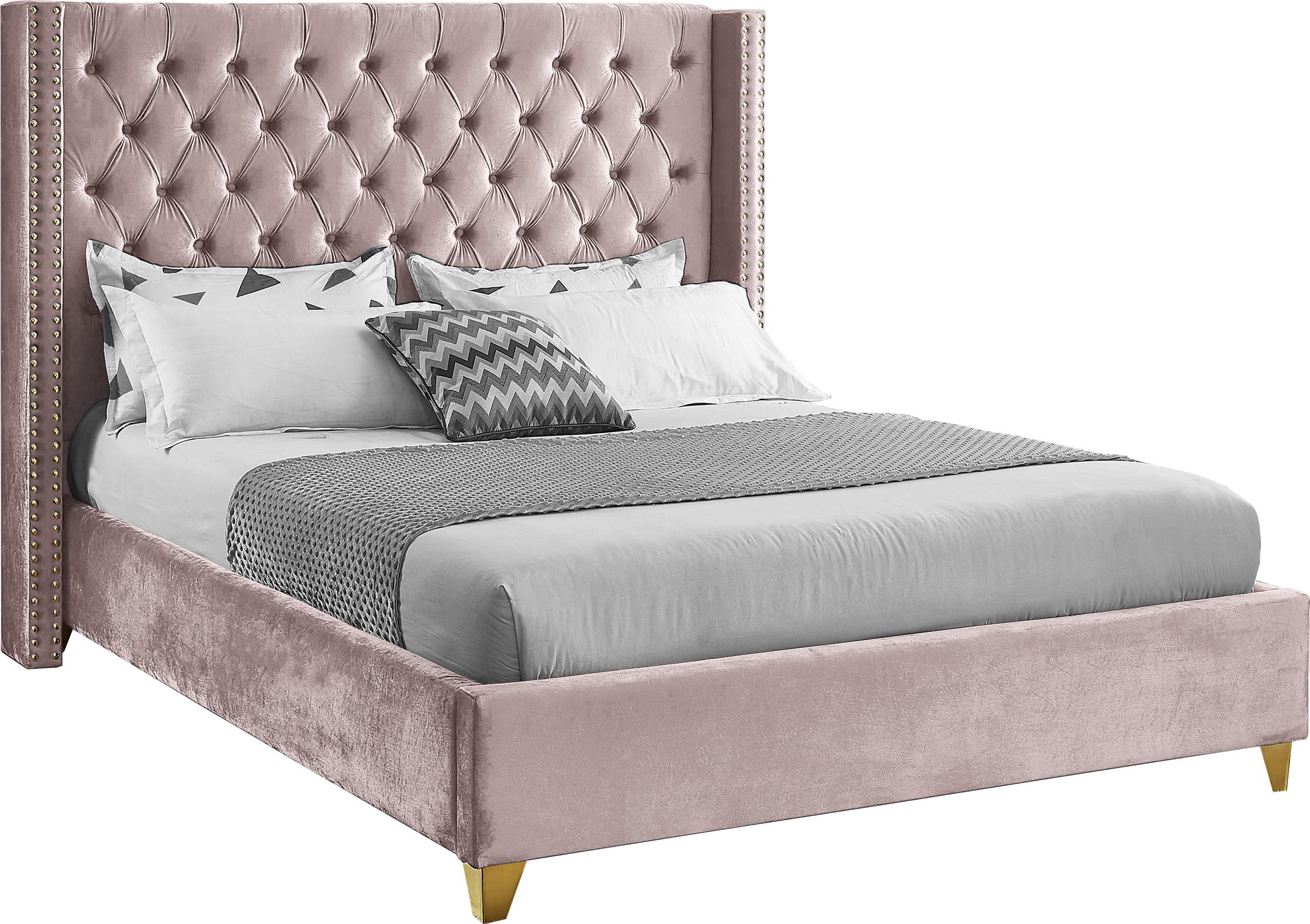 Barolo Pink Velvet Full Bed