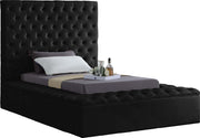 Bliss Black Velvet Twin Bed (3 Boxes)