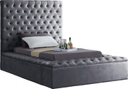 Bliss Grey Velvet Twin Bed (3 Boxes)