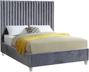 Candace Grey Velvet Full Bed