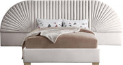 Cleo Cream Velvet Queen Bed (3 Boxes)