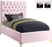Cruz Pink Velvet Twin Bed