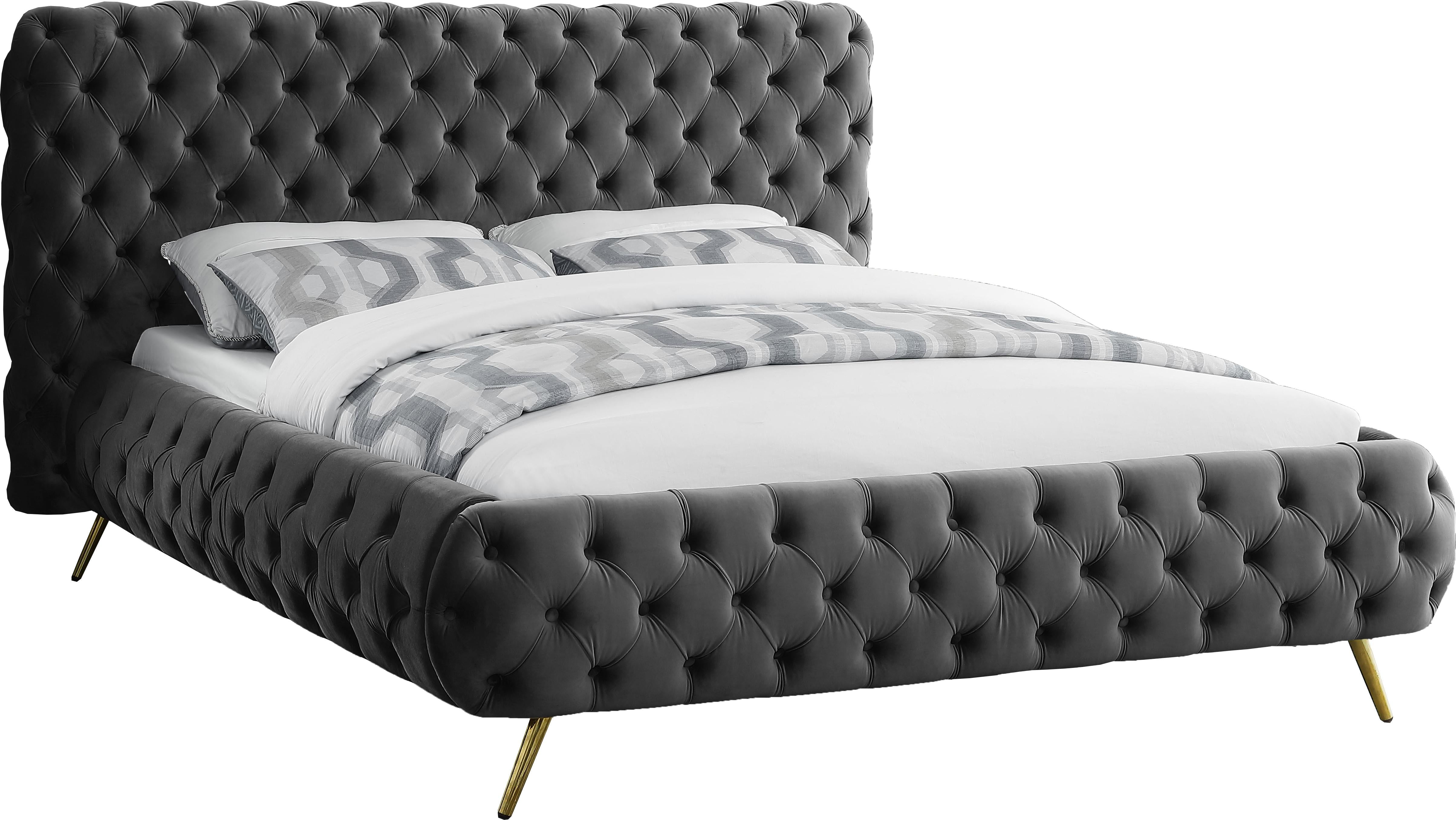 Delano Grey Velvet King Bed