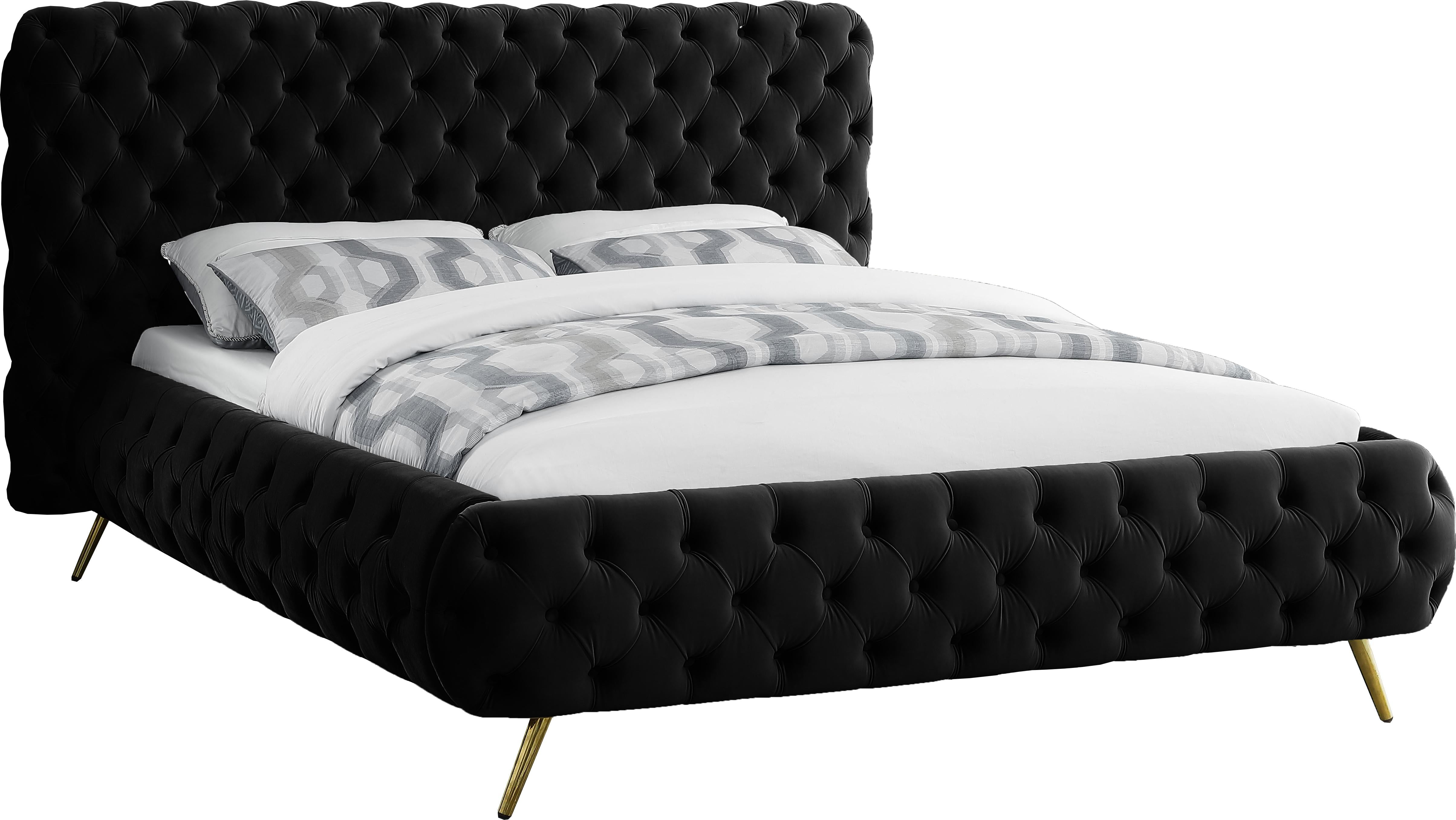 Delano Black Velvet Queen Bed