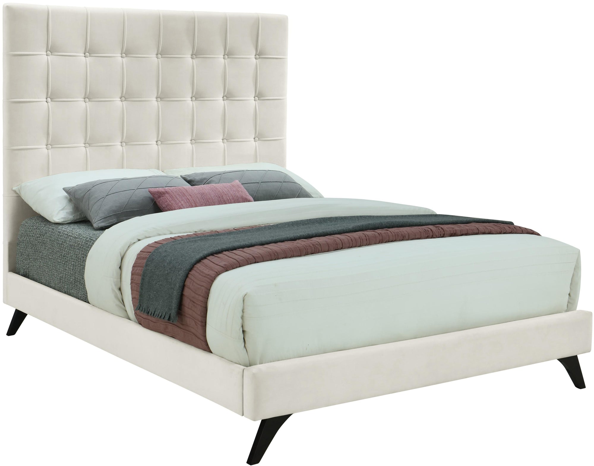 Elly Cream Velvet King Bed