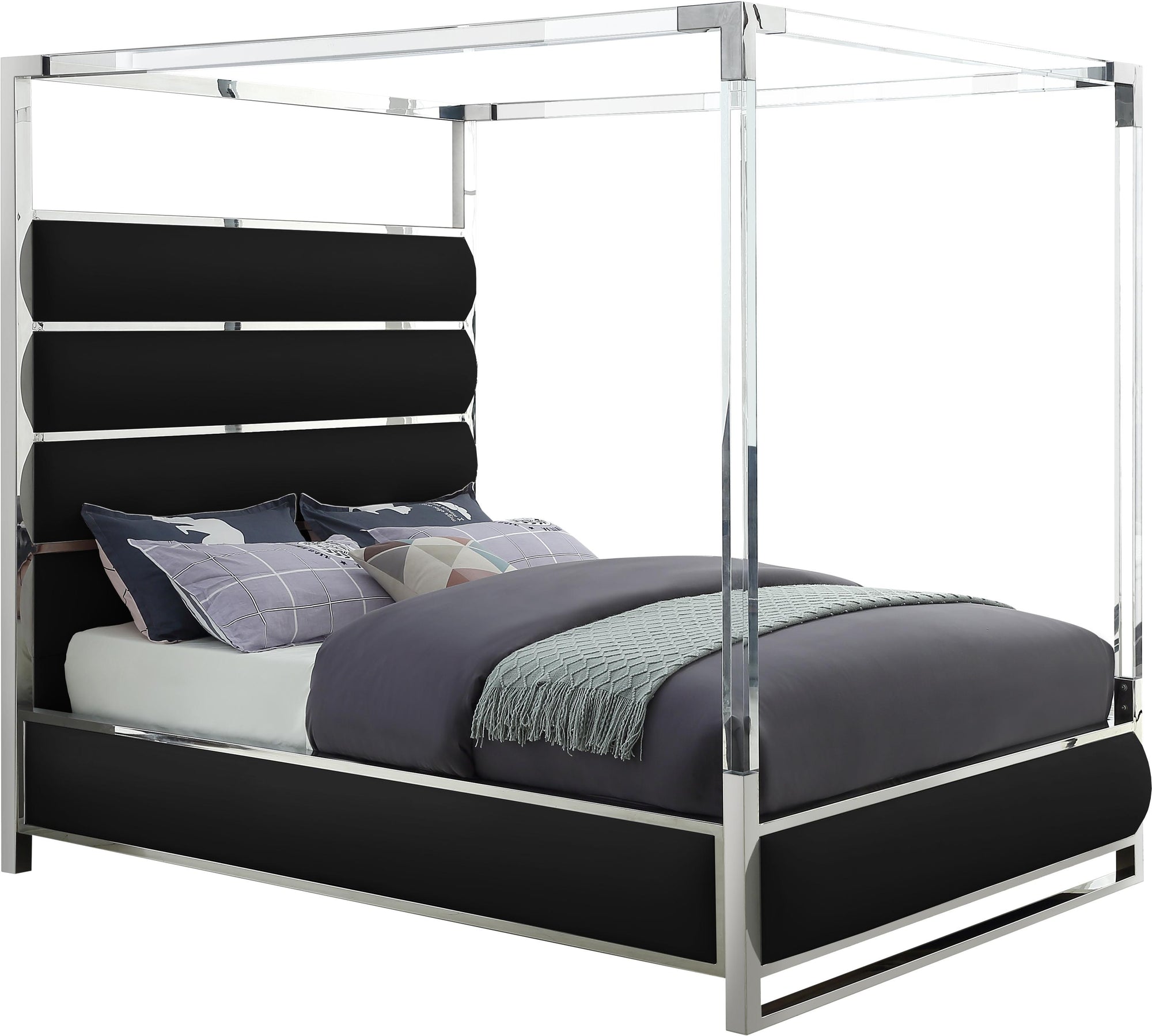 Encore Black Faux Leather Queen Bed (4 Boxes)