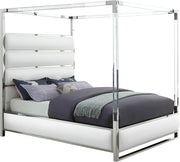 Encore White Faux Leather King Bed (4 Boxes)