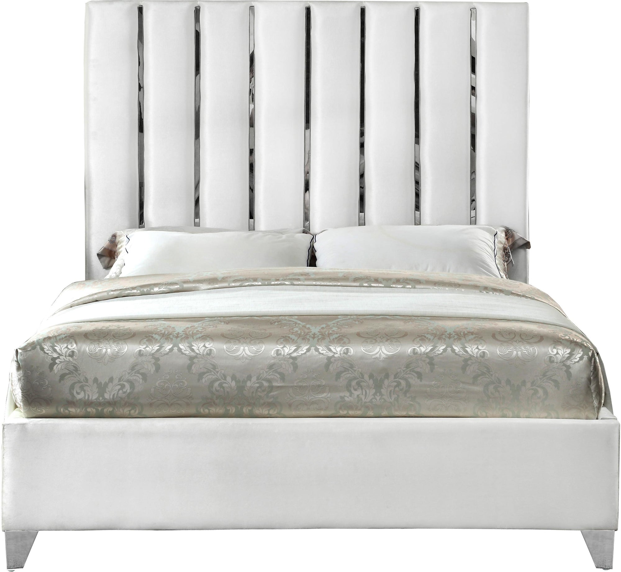 Enzo White Velvet Full Bed