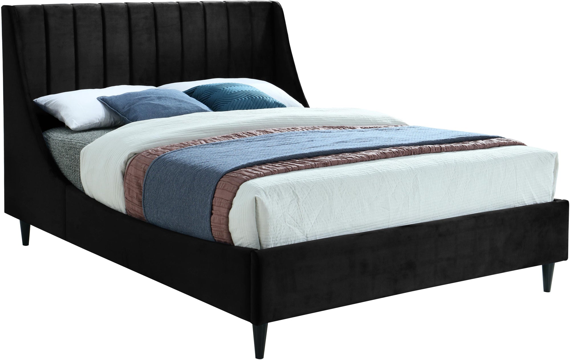 Eva Black Velvet Full Bed