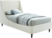 Eva Cream Velvet Twin Bed