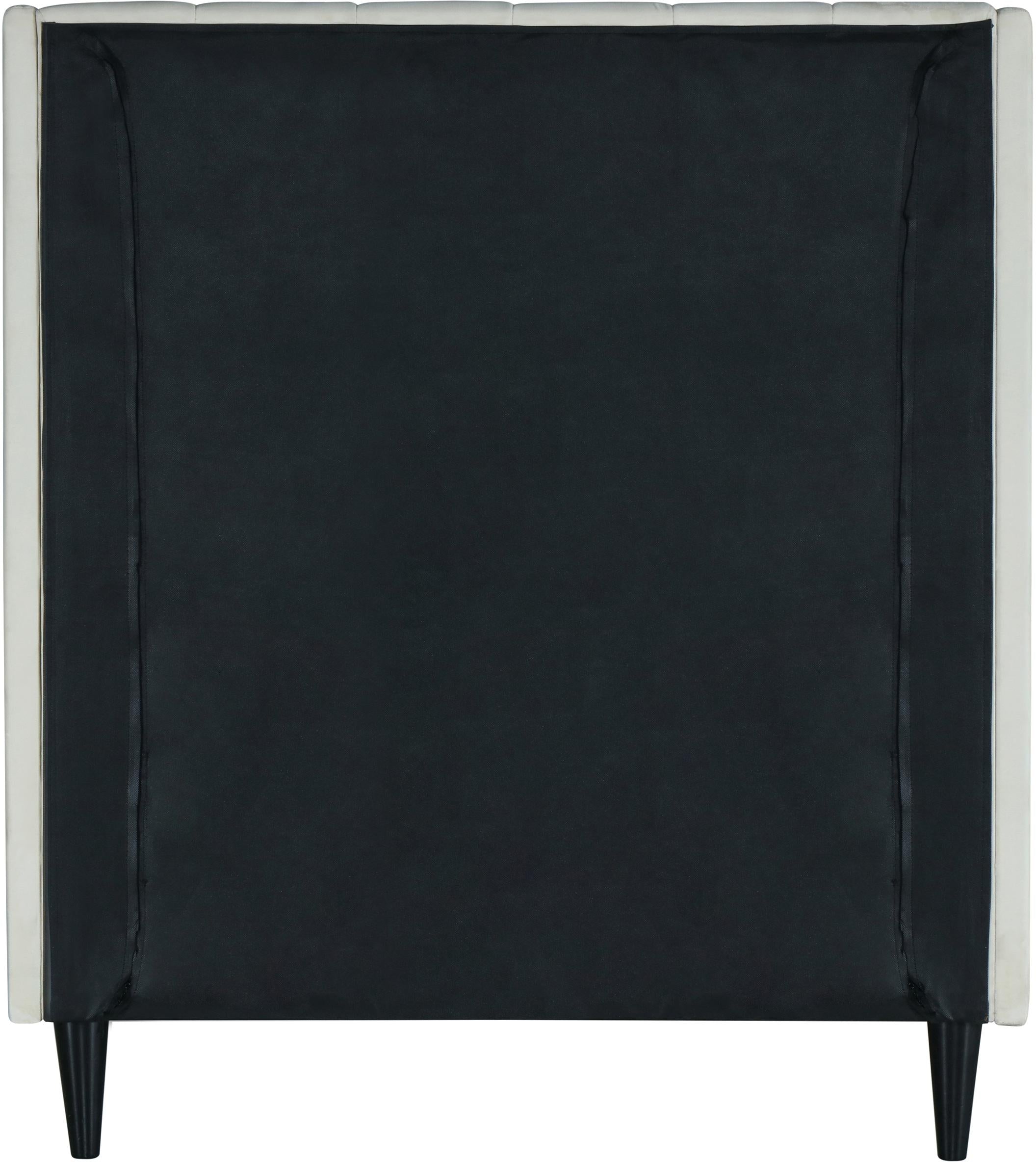 Eva Cream Velvet Twin Bed