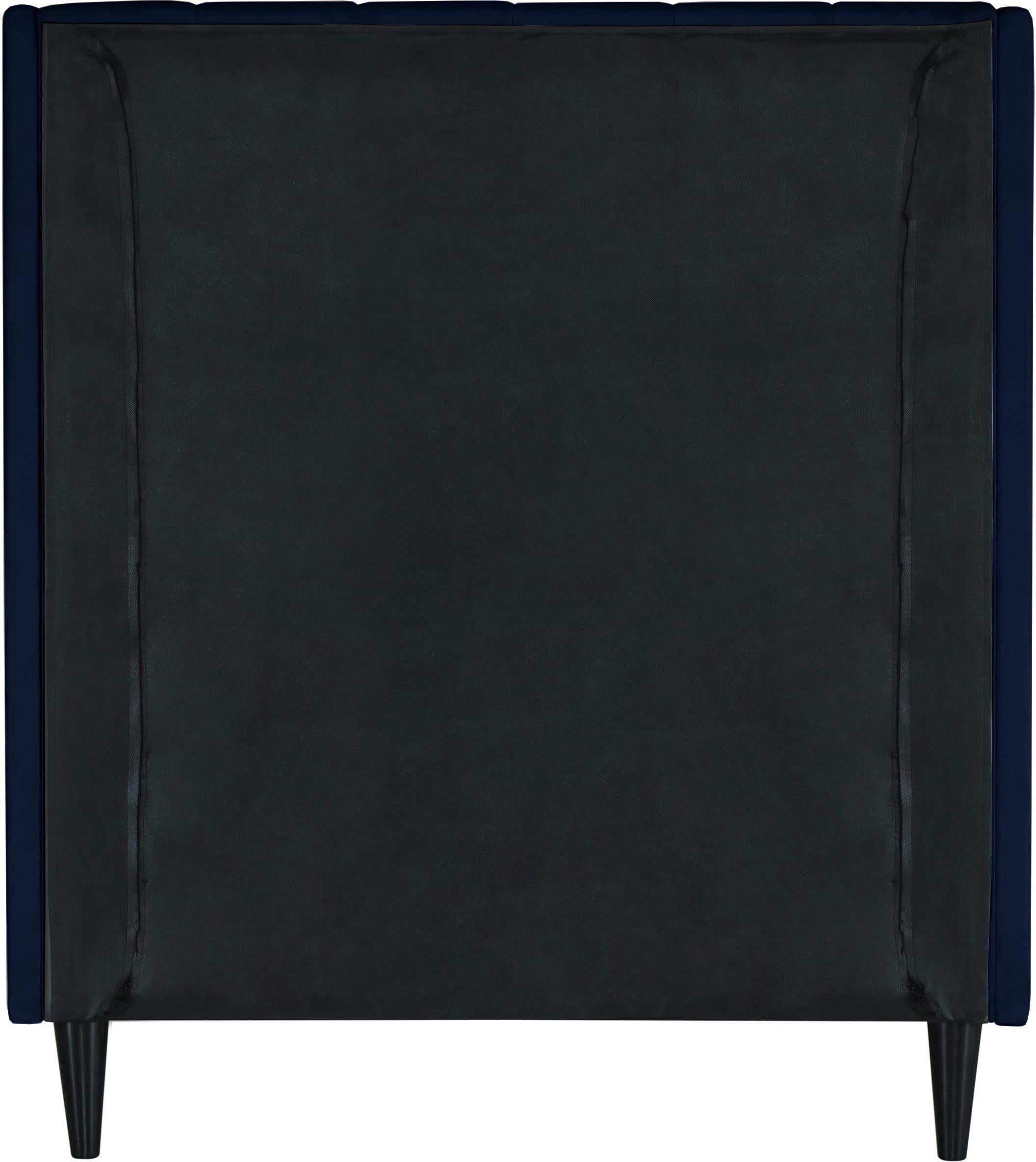 Eva Navy Velvet Twin Bed