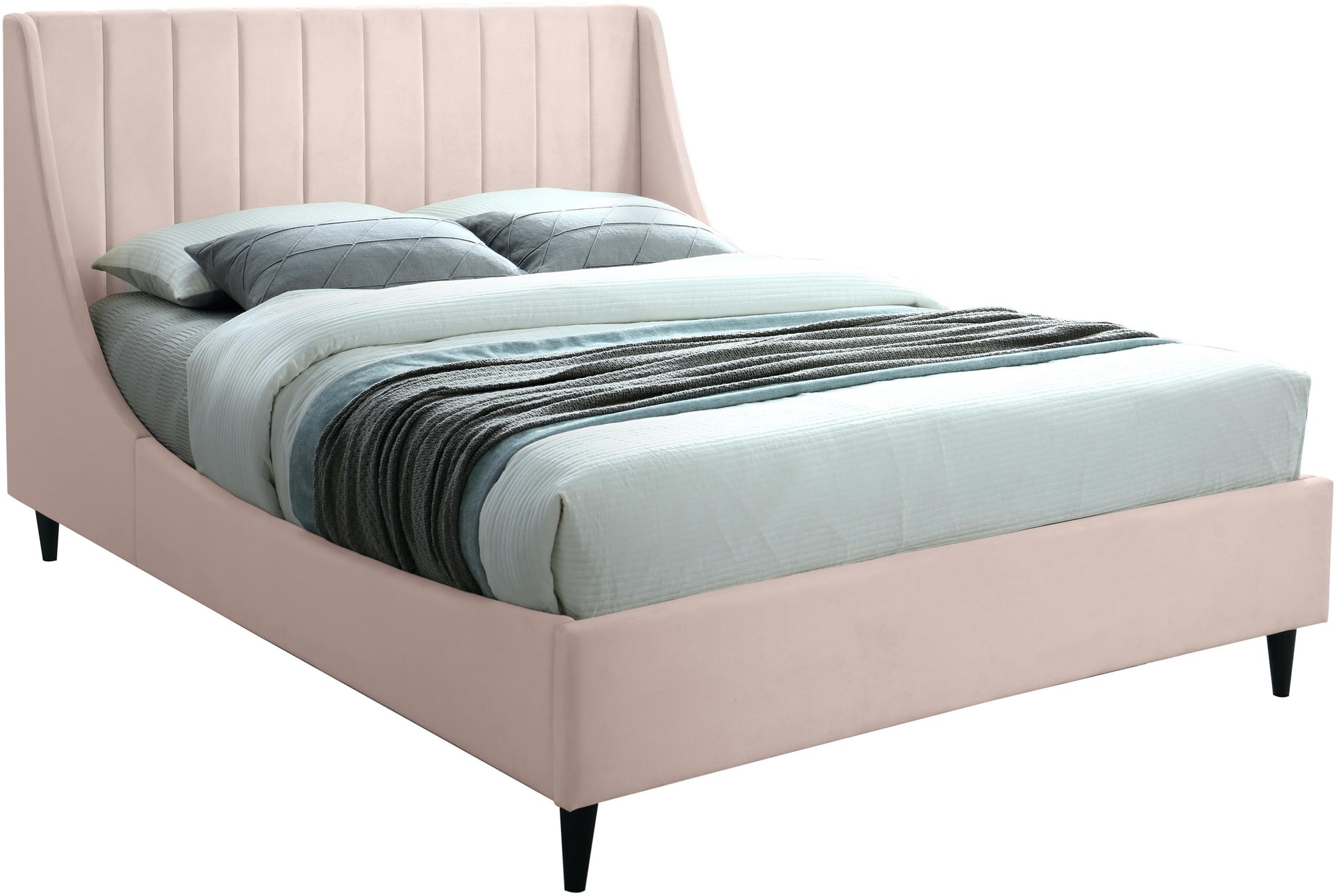 Eva Pink Velvet Full Bed