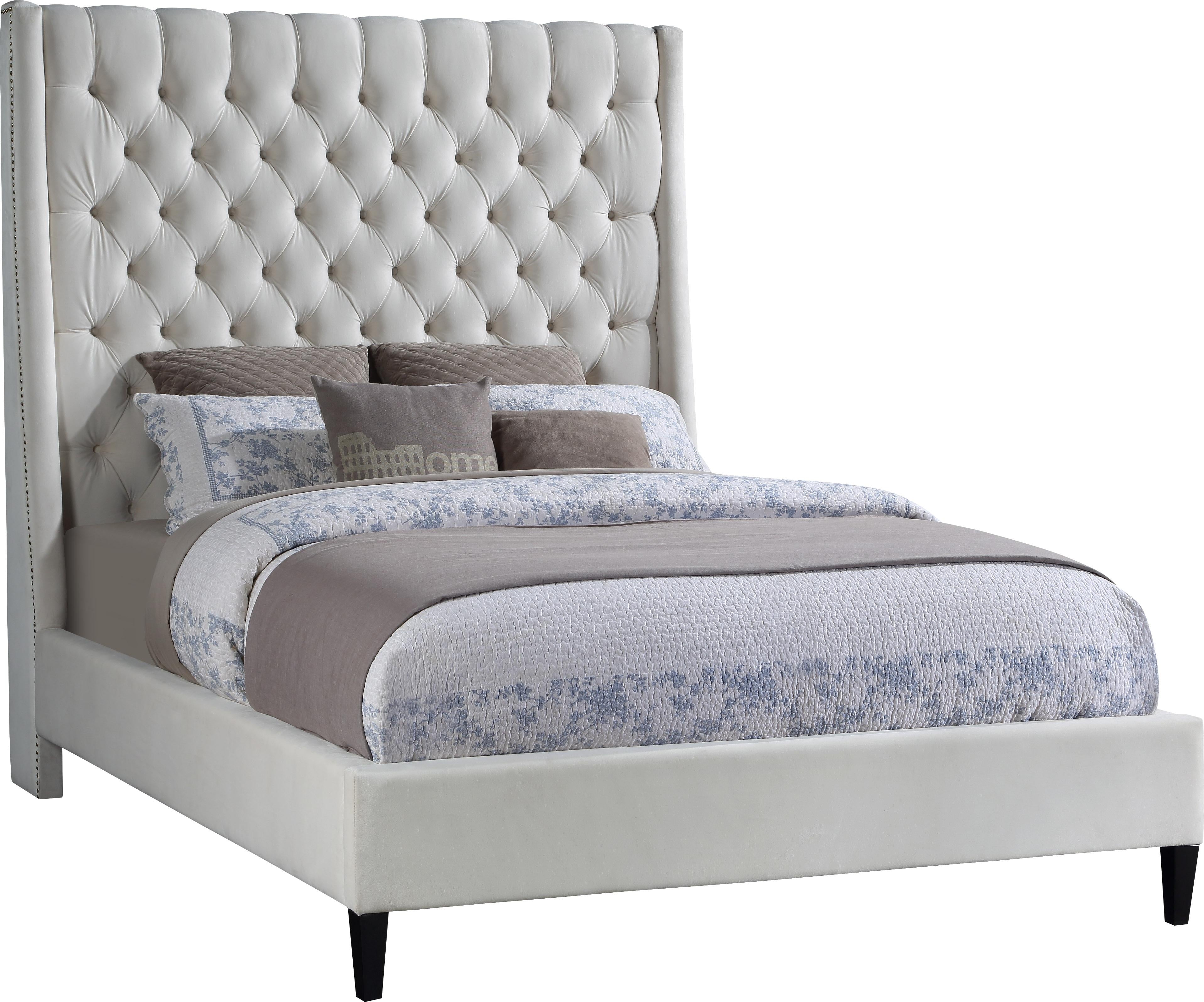 Fritz Cream Velvet Queen Bed