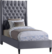 Fritz Grey Velvet Twin Bed