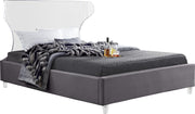 Ghost Grey Velvet Queen Bed
