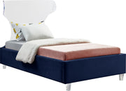 Ghost Navy Velvet Twin Bed