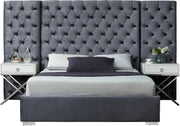 Grande Grey Velvet Queen Bed (3 Boxes)