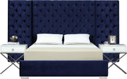 Grande Navy Velvet King Bed (3 Boxes)