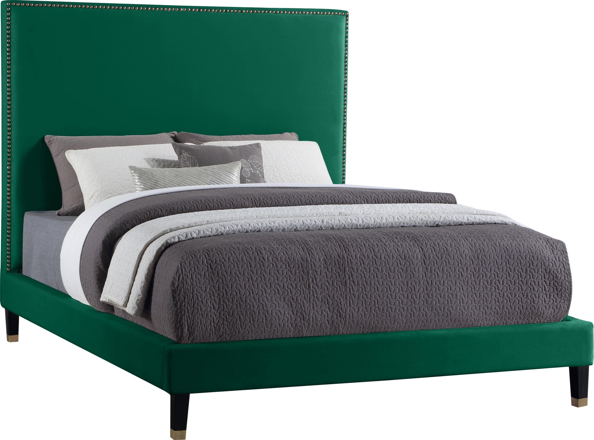 Harlie Green Velvet King Bed