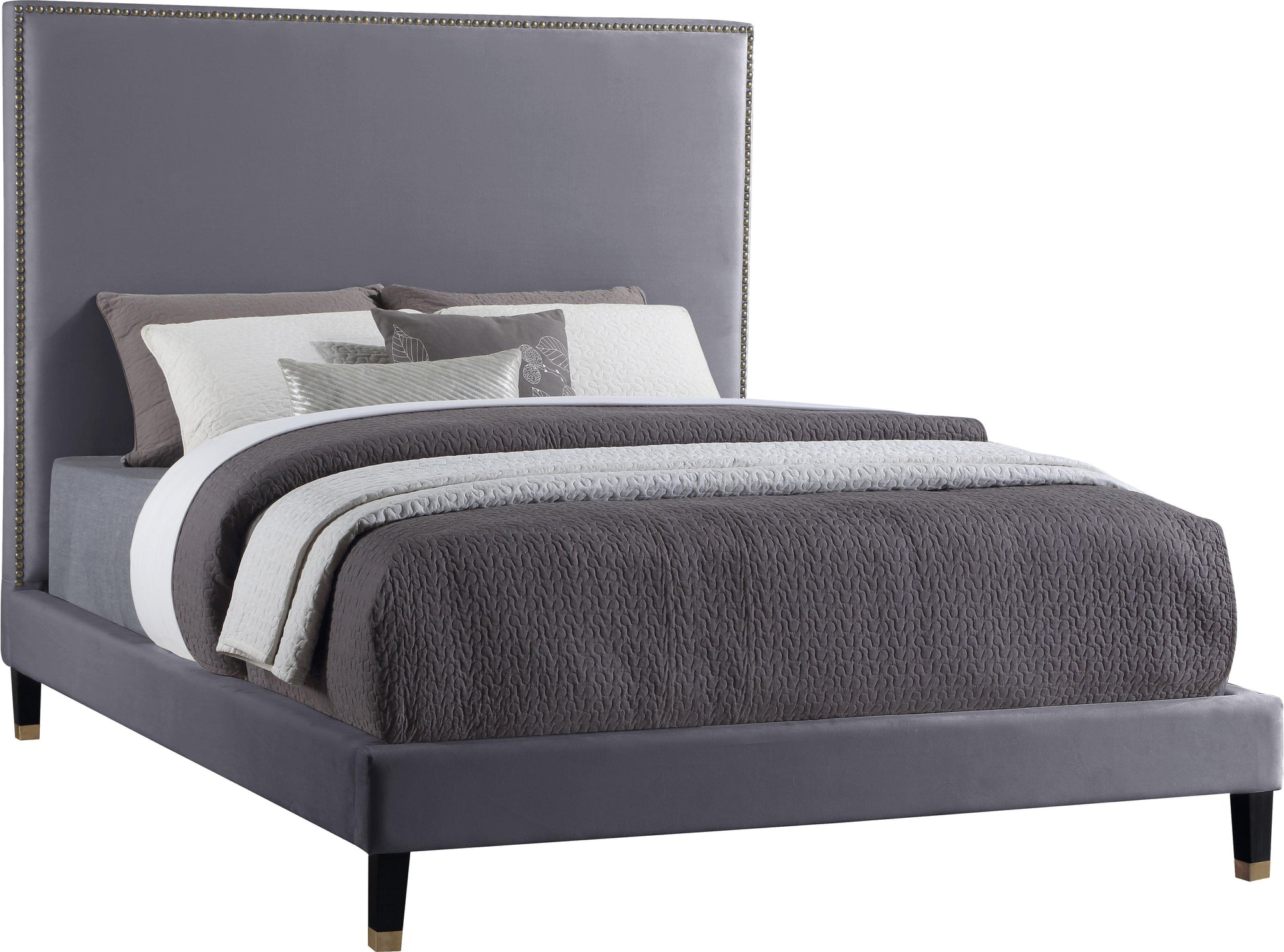 Harlie Grey Velvet King Bed