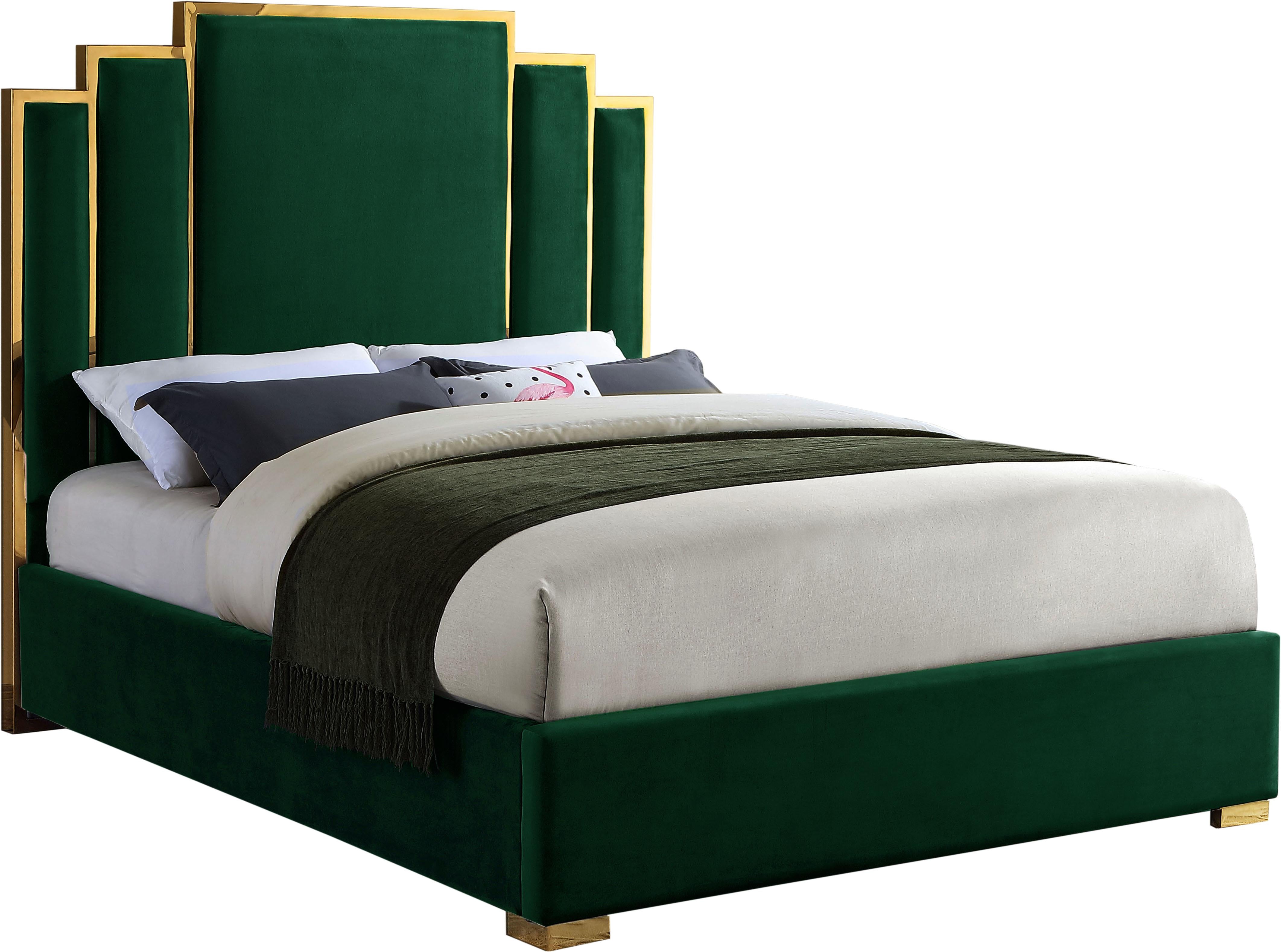 Hugo Green Velvet Queen Bed