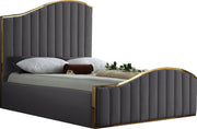 Jolie Grey Velvet Queen Bed (3 Boxes)