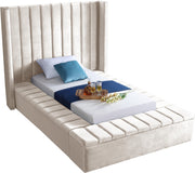 Kiki Cream Velvet Twin Bed (3 Boxes)
