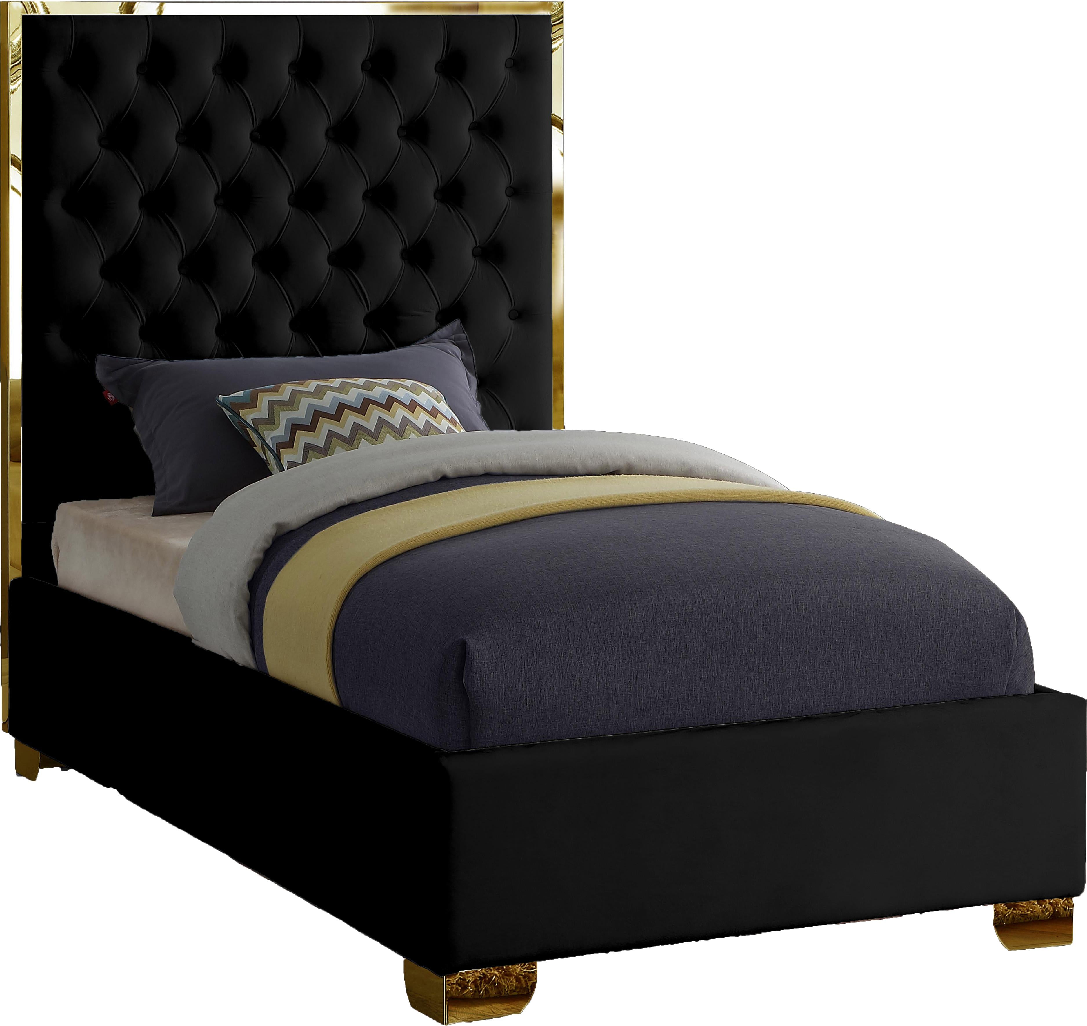 Lana Black Velvet Twin Bed
