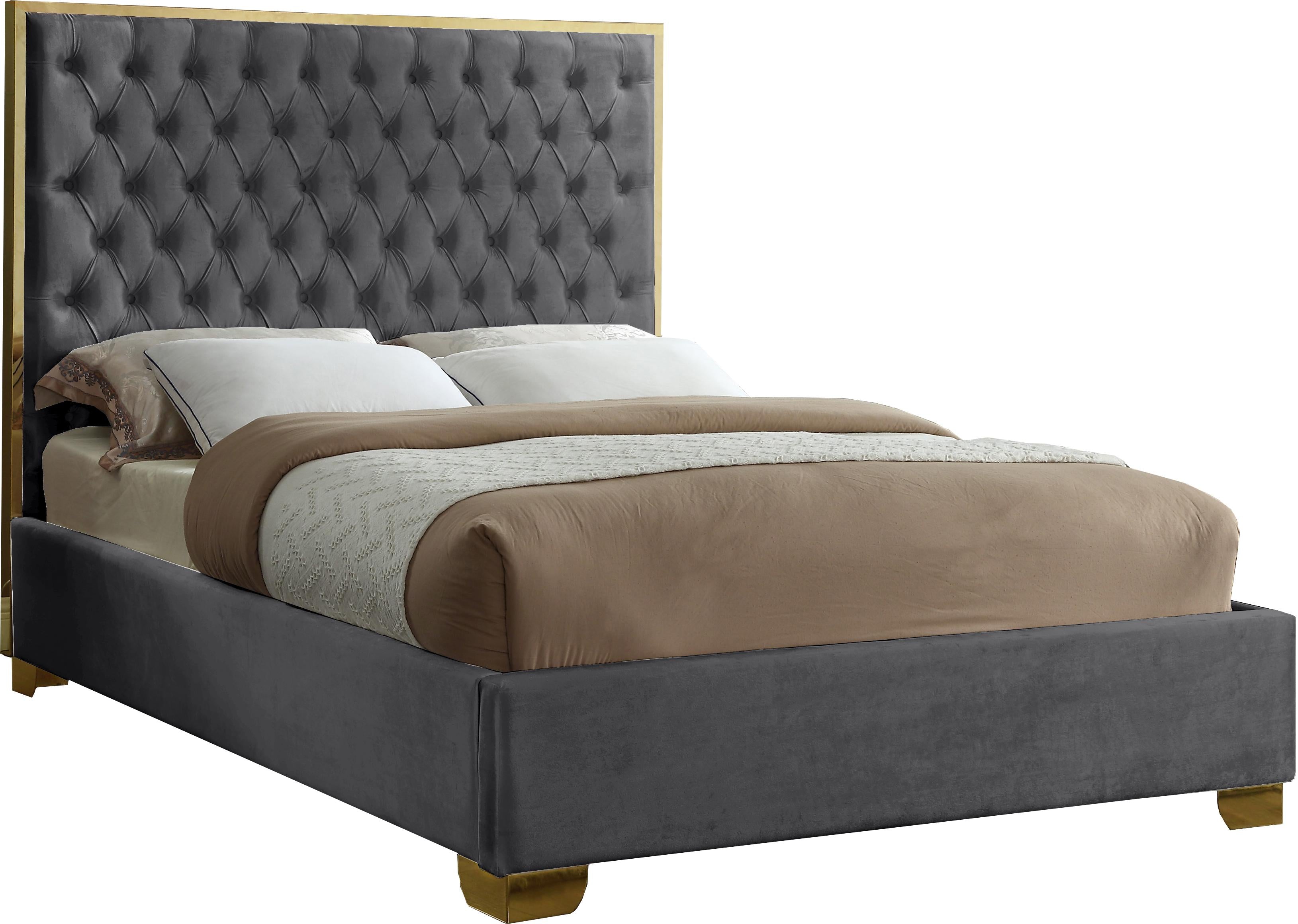 Lana Grey Velvet King Bed