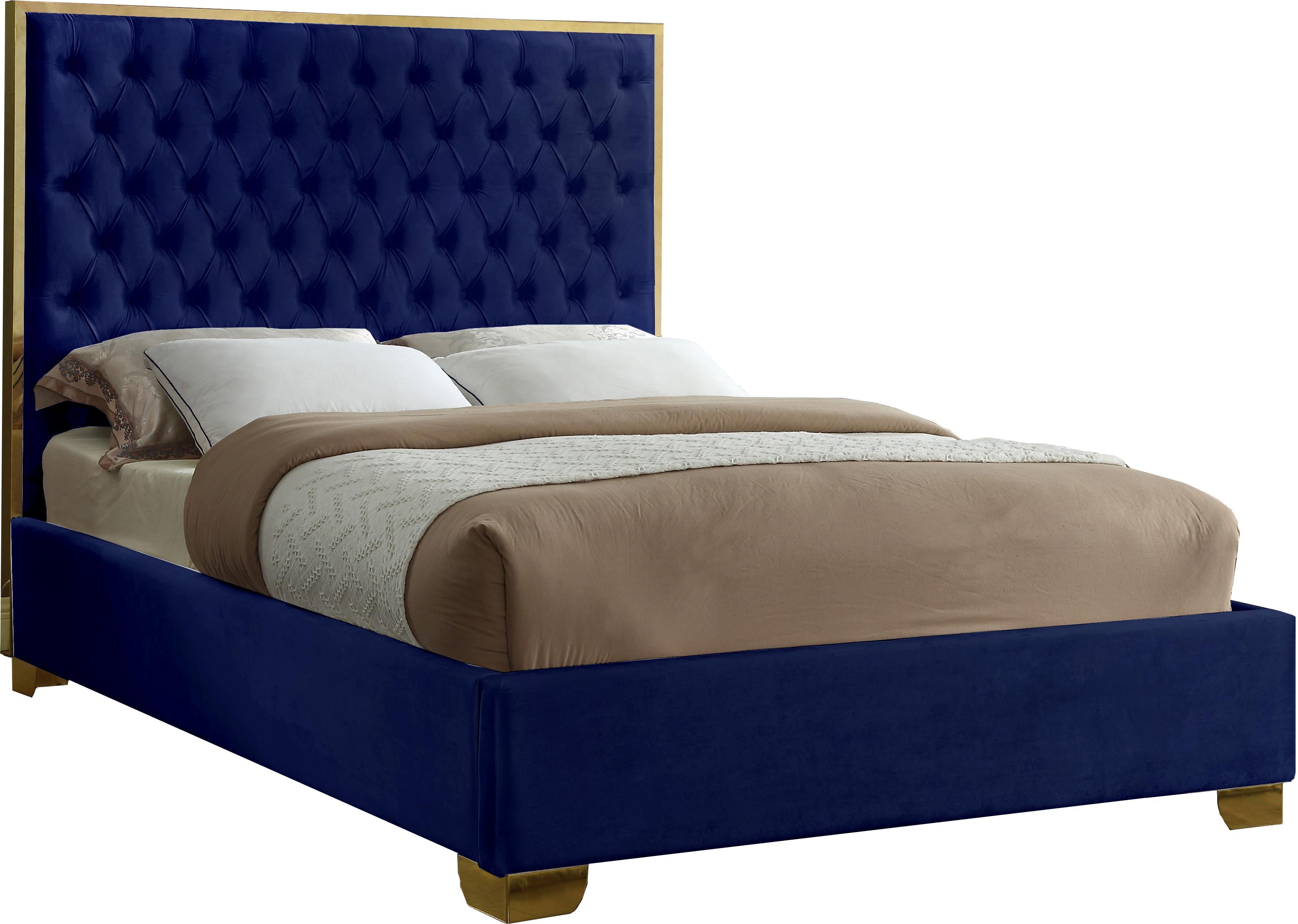 Lana Navy Velvet Queen Bed