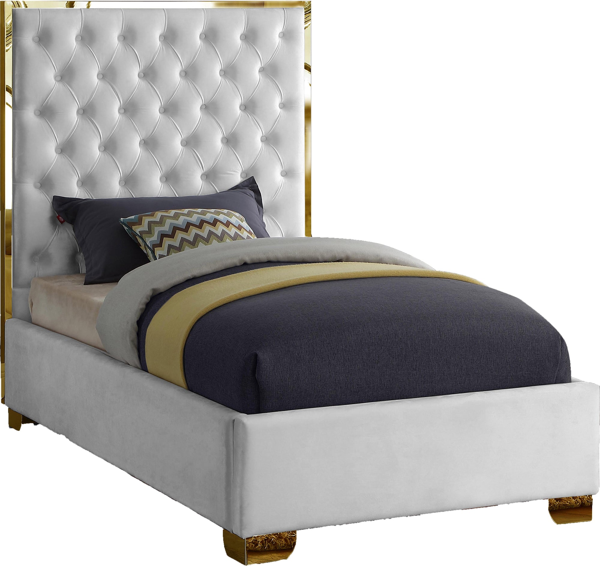 Lana White Velvet Twin Bed