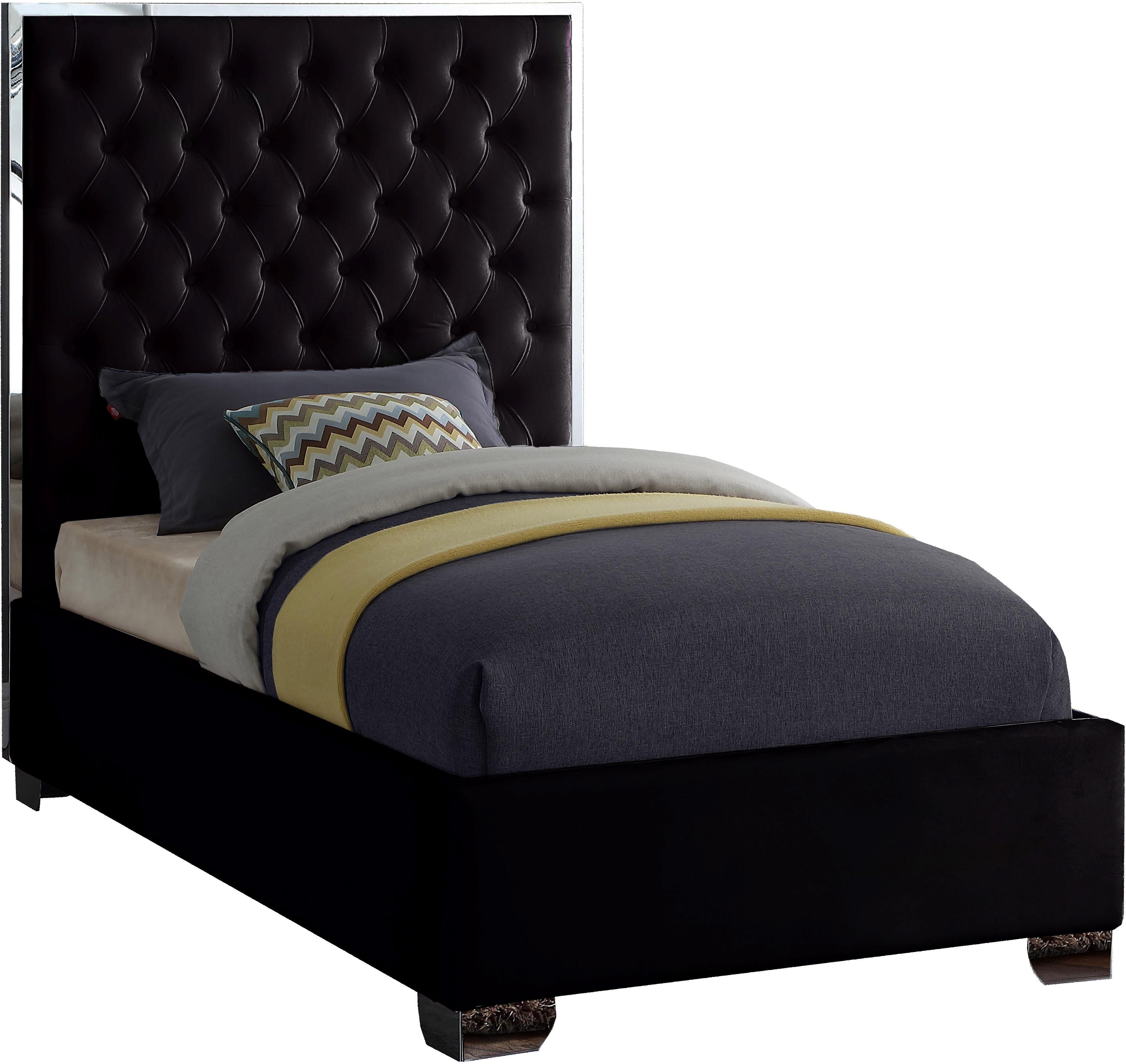 Lexi Black Velvet Twin Bed