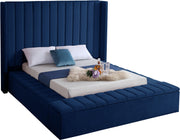 Kiki Navy Velvet King Bed (3 Boxes)