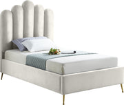 Lily Cream Velvet Twin Bed
