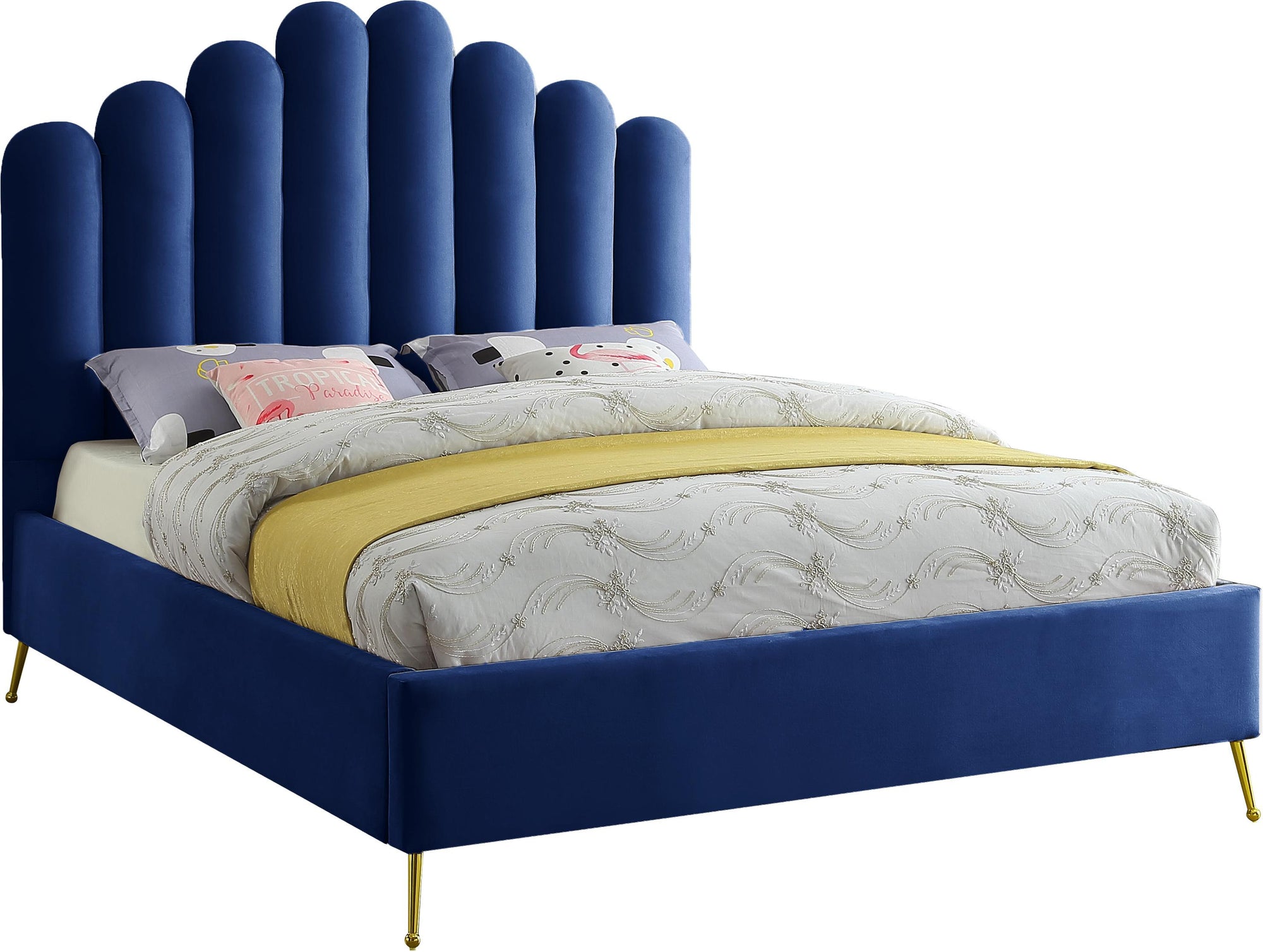 Lily Navy Velvet Full Bed
