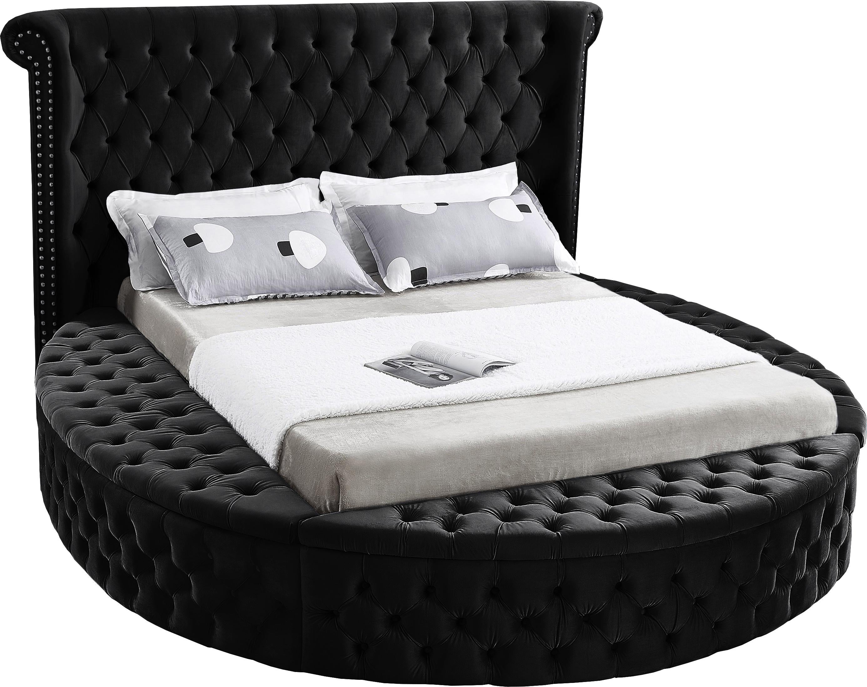 Luxus Black Velvet King Bed (3 Boxes)