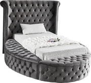 Luxus Grey Velvet Twin Bed (3 Boxes)