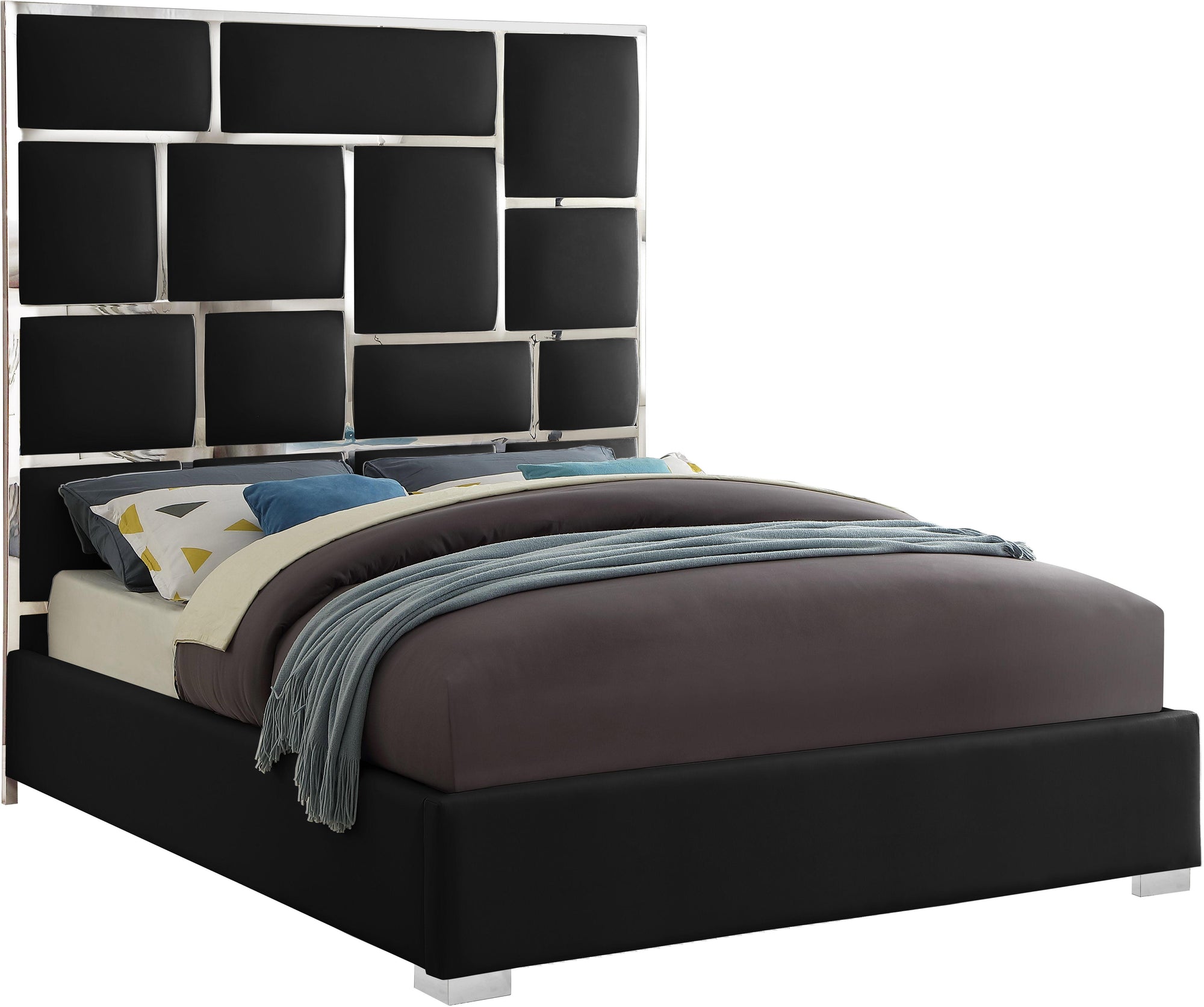 Milan Black Faux Leather King Bed