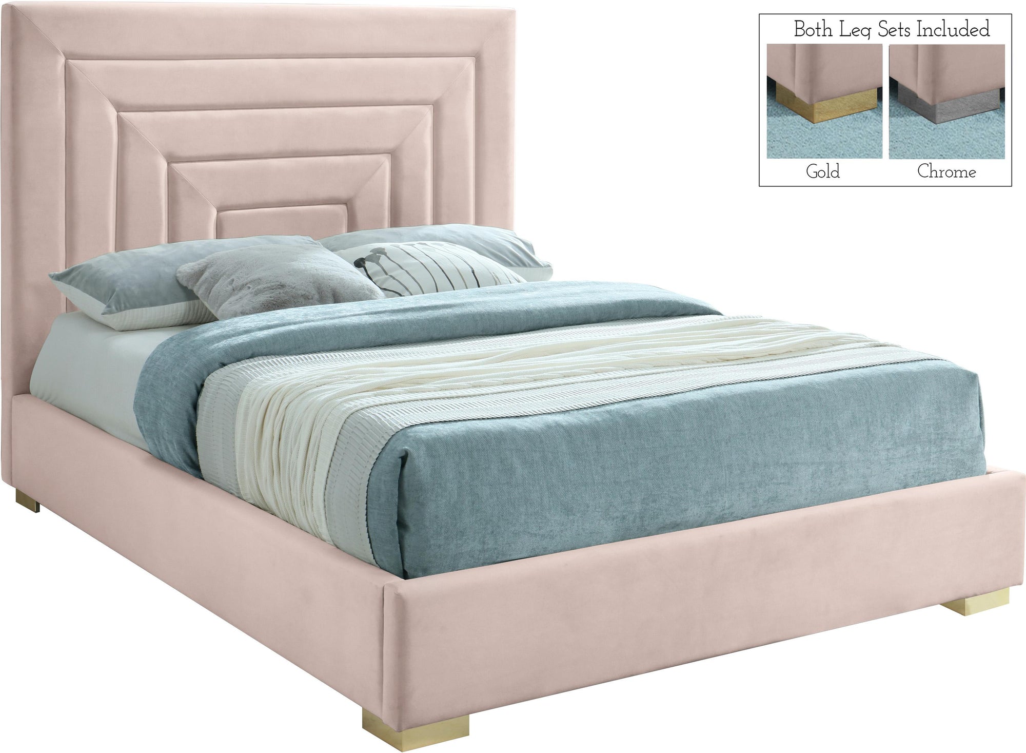 Nora Pink Velvet King Bed