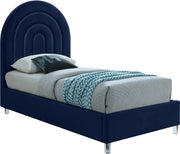 Rainbow Navy Velvet Twin Bed