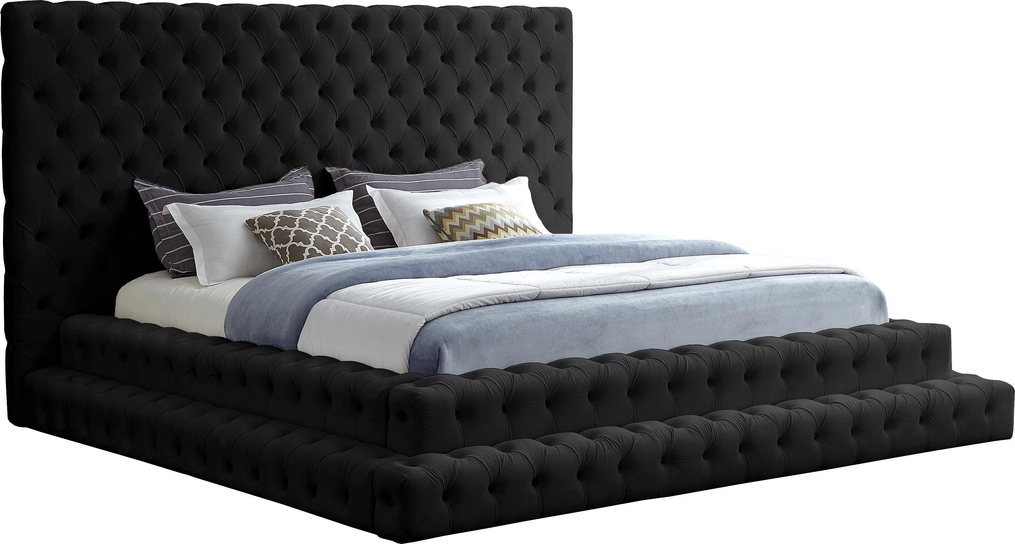 Revel Black Velvet King Bed (3 Boxes)